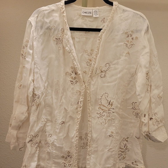 Chico's Tops - Chico's White Embroidered Cardigan